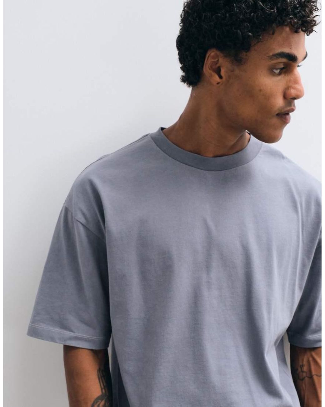 ASOS Blue Heavyweight Oversized T-shirt With Celestial Spine Print for men