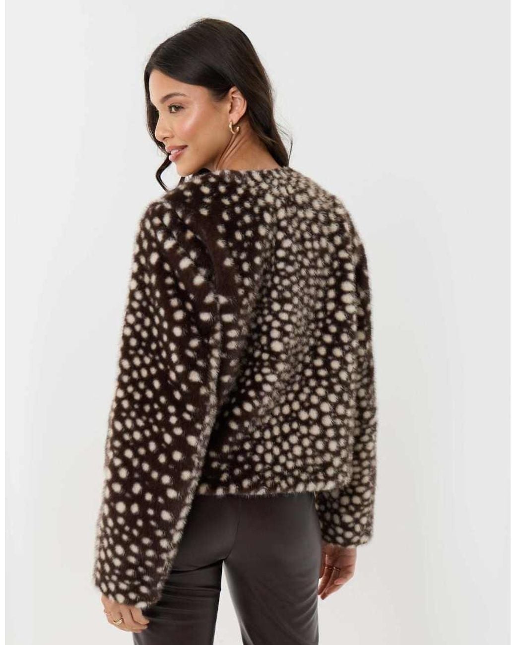 Threadbare Black Collarless Faux Fur Jacket