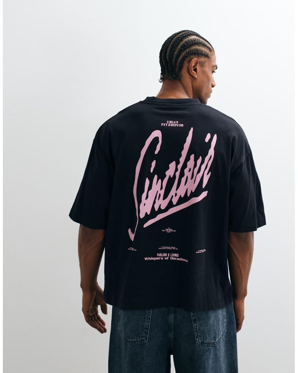 ASOS Black Boxy Oversized T-shirt With Text Graphic for men