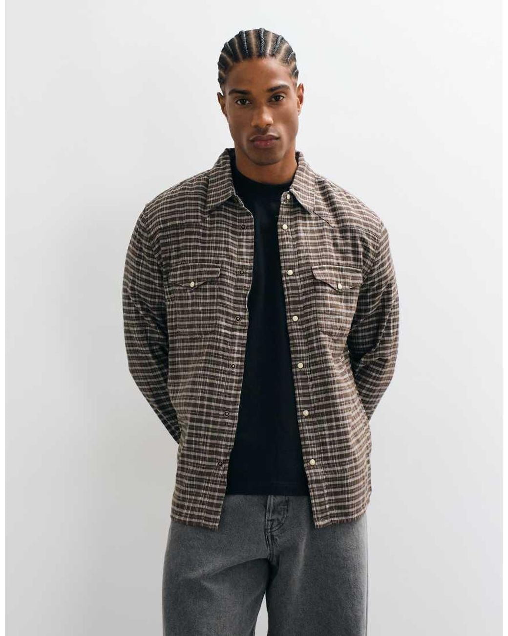 AllSaints Multicolor Court Long Sleeve Micro Checked Pocket Shirt for men