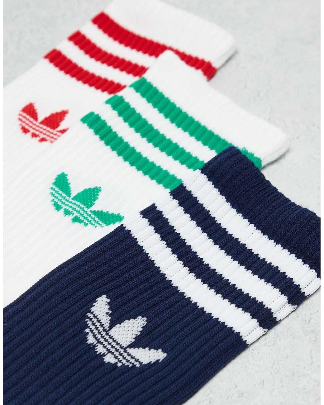 Adidas Originals Blue Adicolor Trefoil 3 Pack Crew Socks