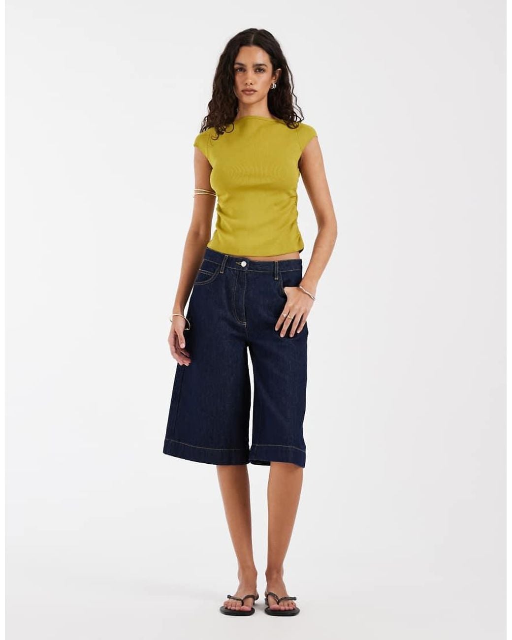 ASOS Multicolor Compact Knit Boat Neck Top With Ruching