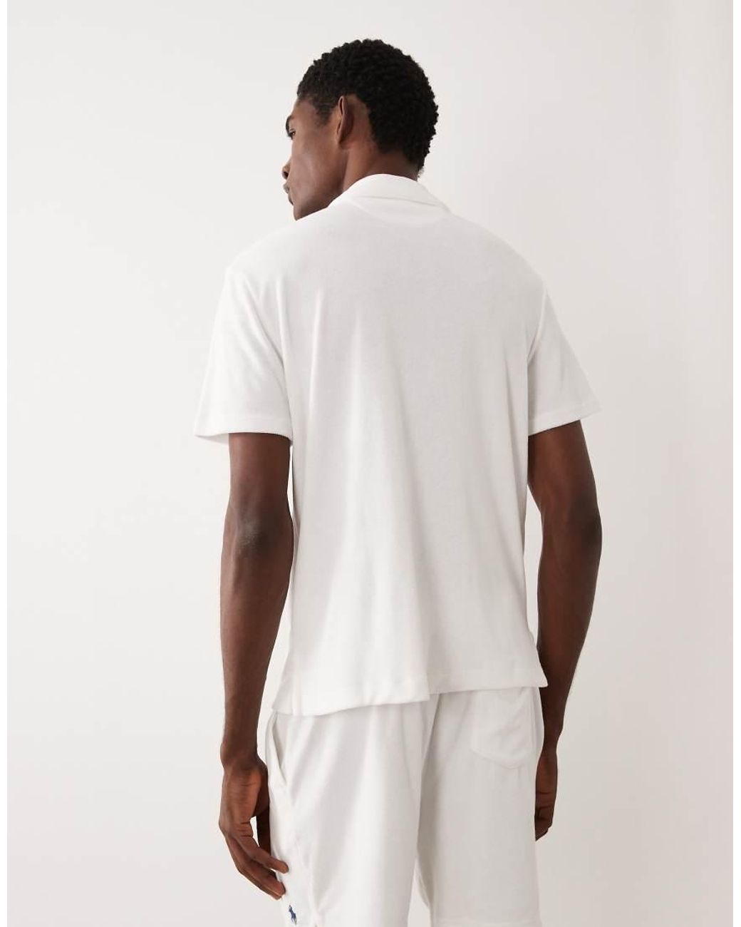 Polo Ralph Lauren Natural Icon Logo Co-Ord Terry Cloth Short Sleeve Shirt for men
