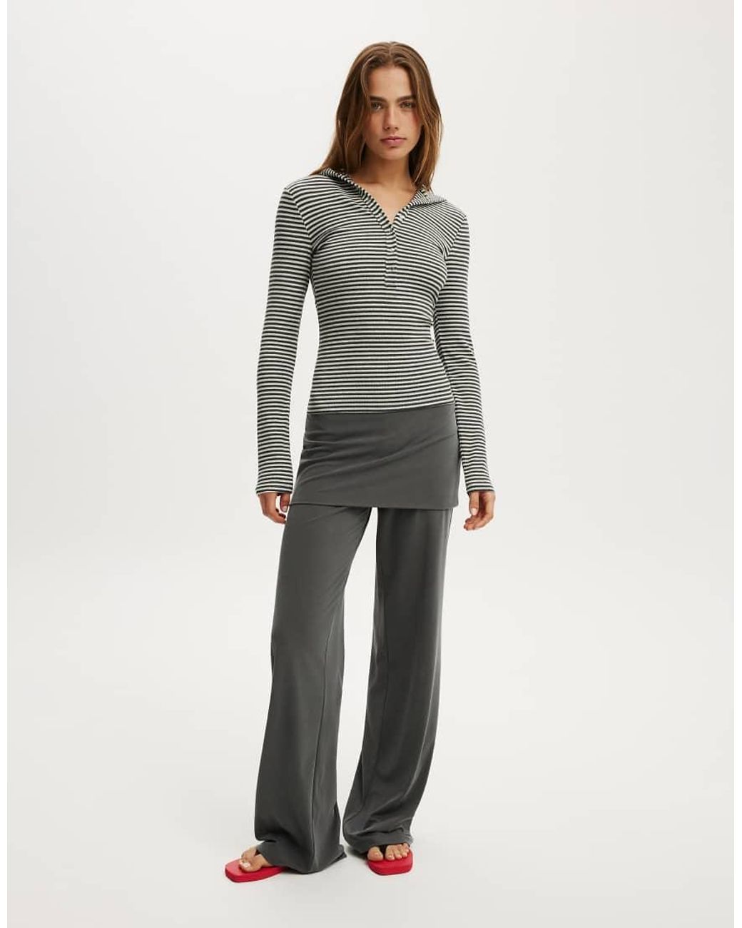 Cotton On Gray Hooded Blake Henley Long Sleeve