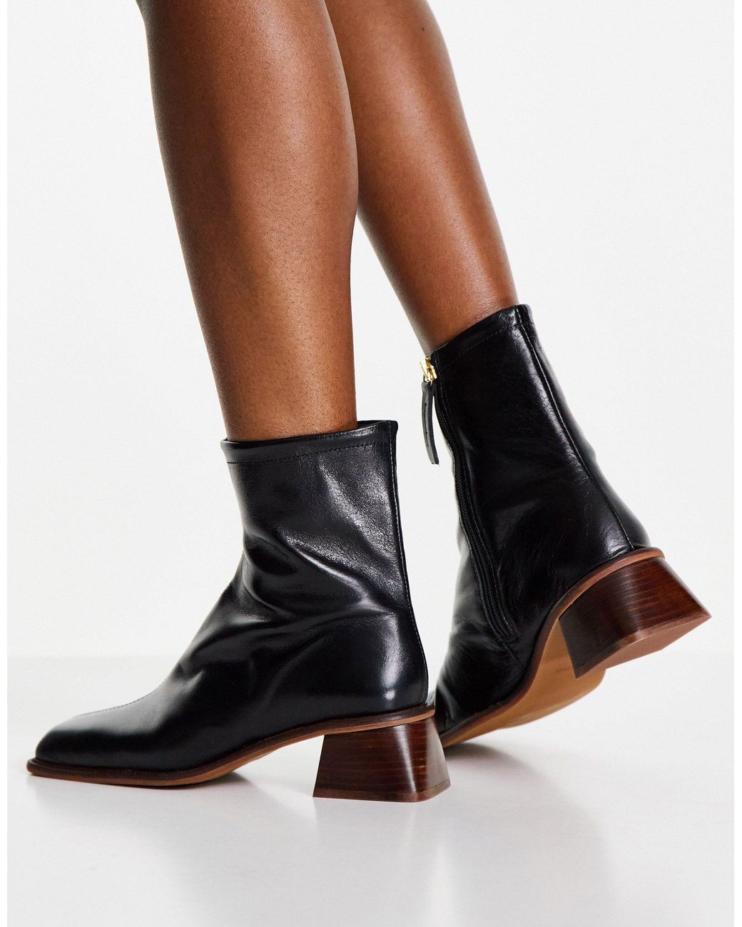 Maja leather deals black sock boots