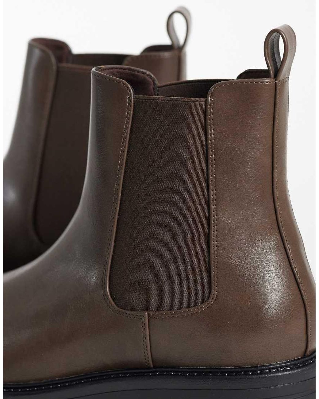 ASOS Brown Chelsea Boots With Cleated Sole for men
