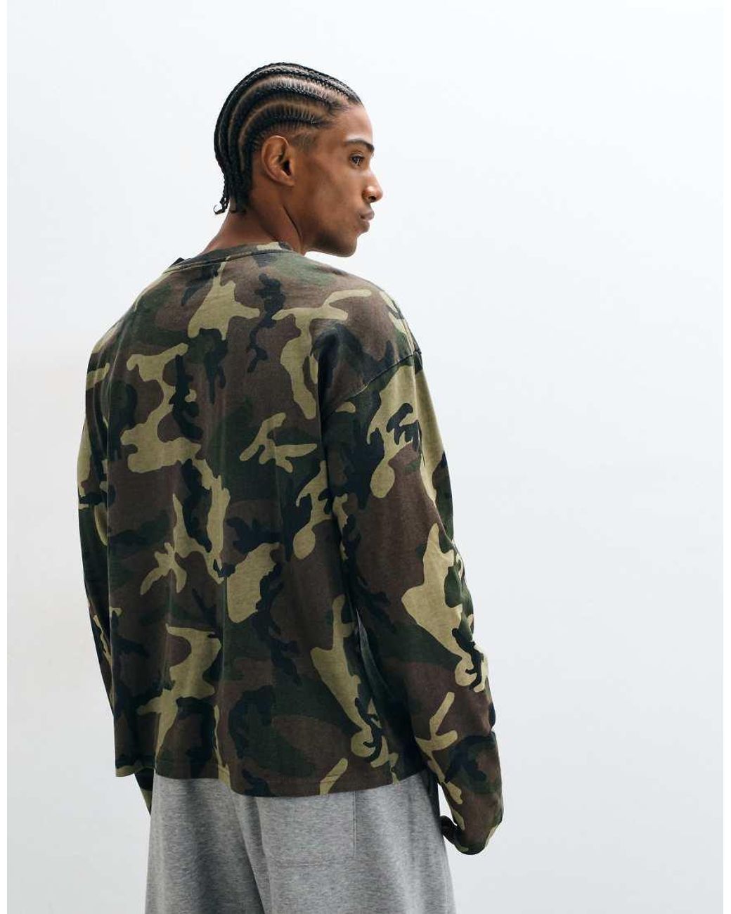 Weekday Gray Oversized Long Sleeve T-shirt for men