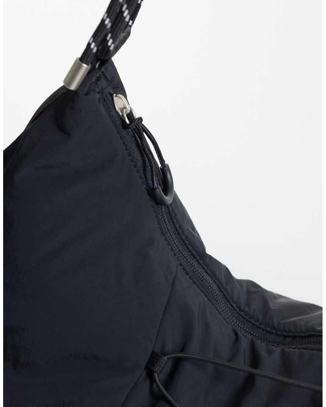 4505 Black Studio Oversized Woven Cross Body Bag With Rope Detail