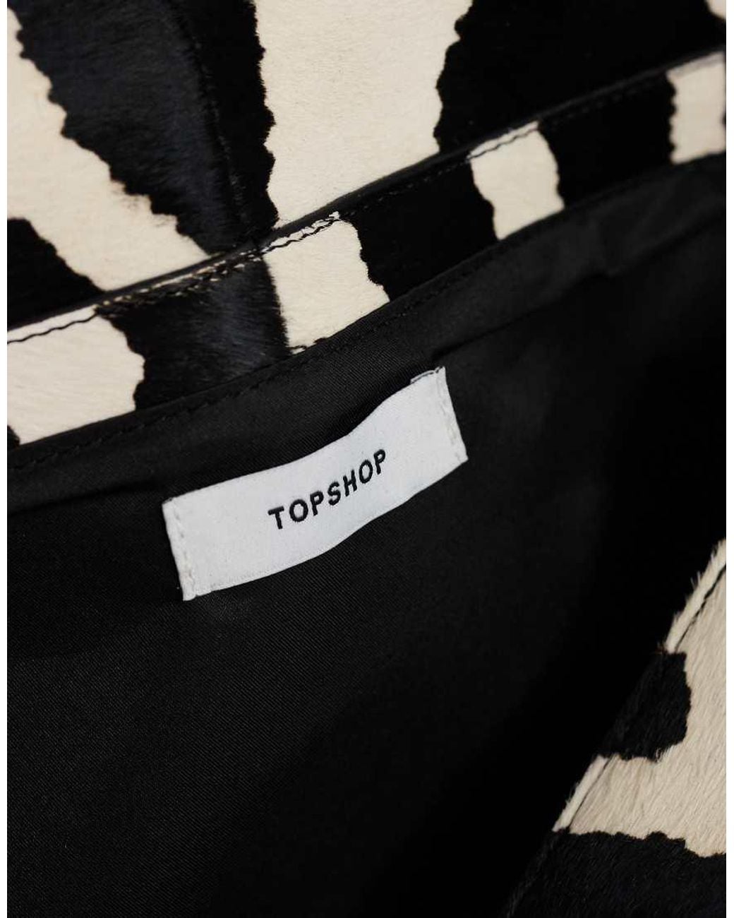 TOPSHOP White Clark Medium Hair On Real Leather Fold Over Clutch Bag