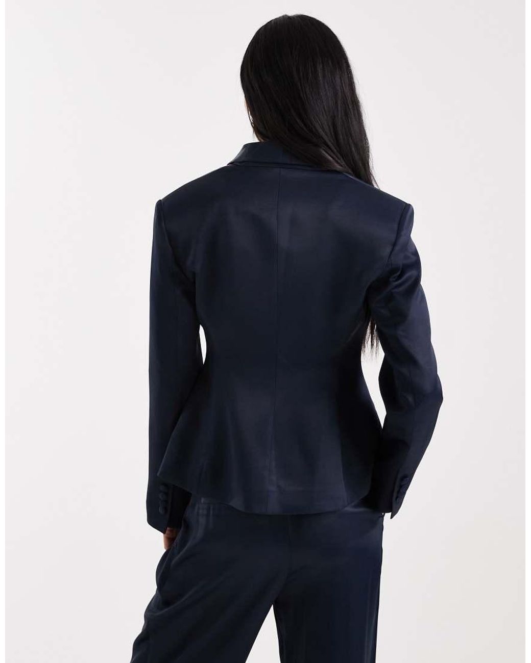ASOS Blue Satin Occasion Ultimate Sculpted Tux Blazer Co-ord
