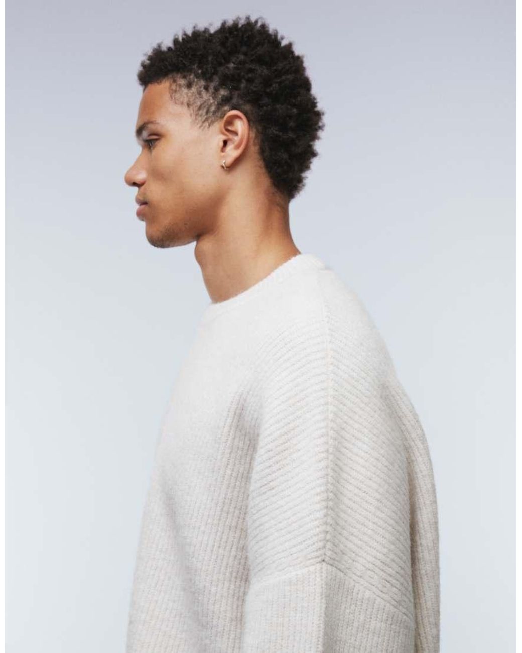 ASOS Natural Super Oversized Boxy Fit Knitted Fisherman Rib Jumper for men