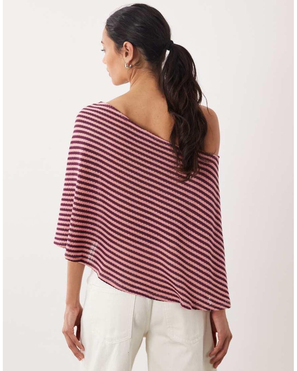 ASOS Red Crochet Look Off Shoulder Cape Top