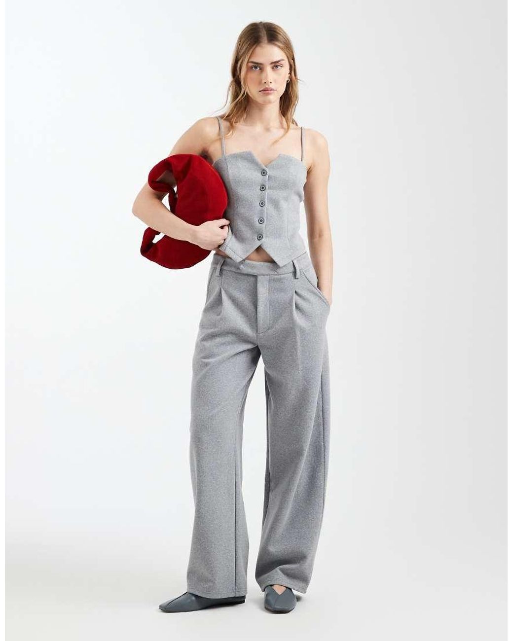 ASOS Gray Co-Ord Brushed Button Detail Cami Waistcoat