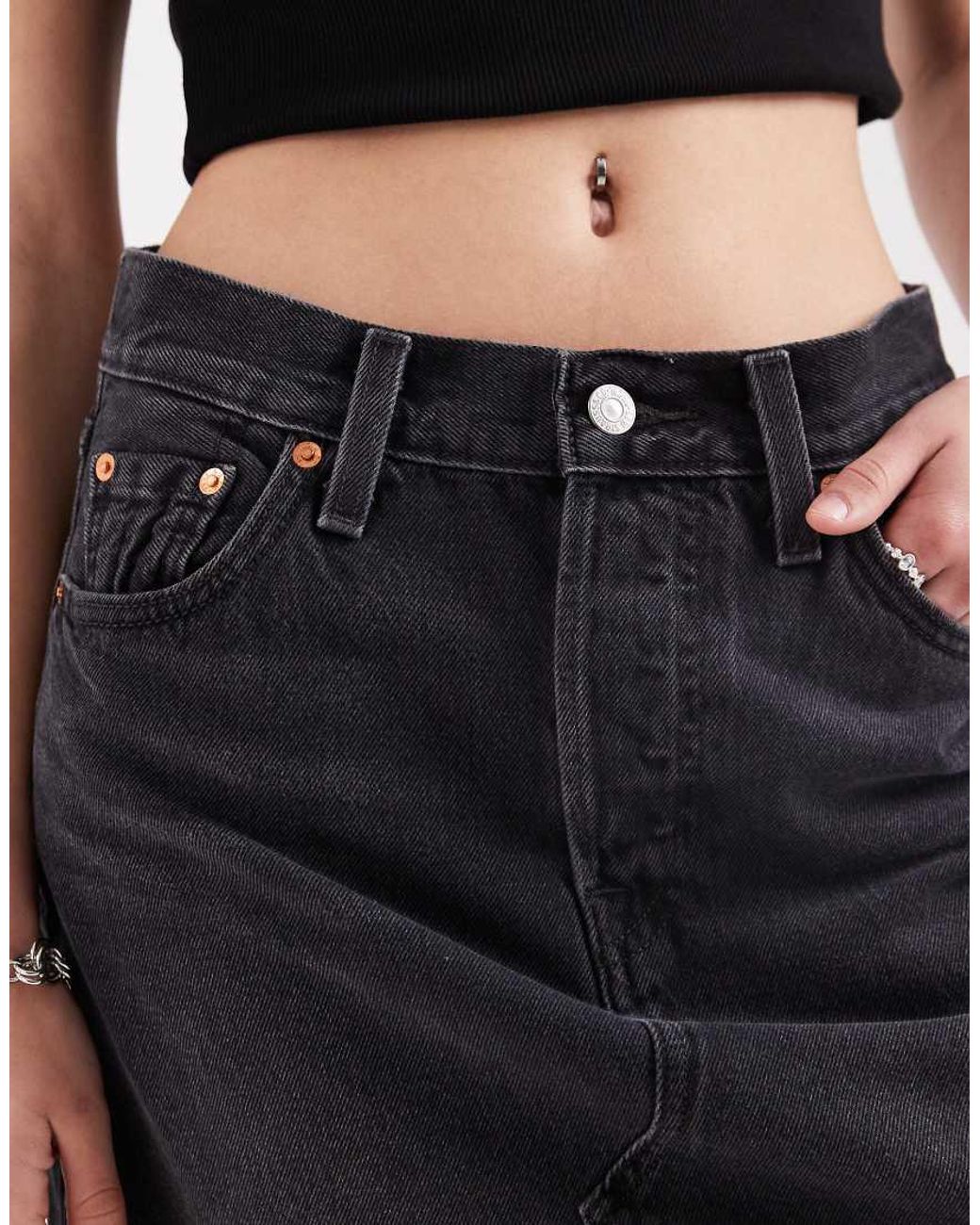 Levi's Black Deconstructed Denim Mini Skirt