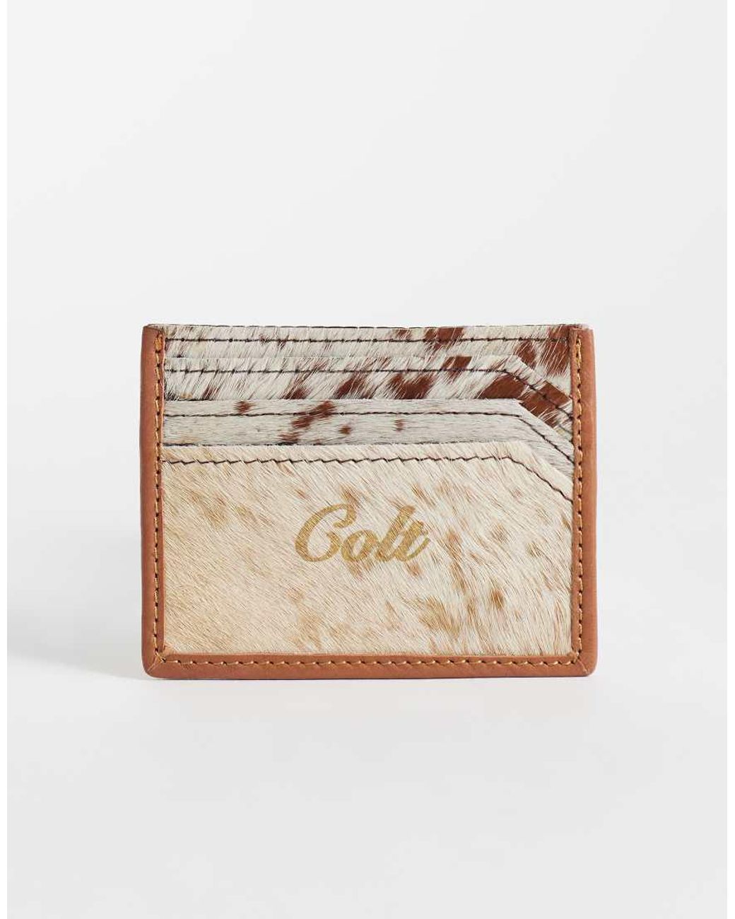 Colt MCR Natural Colt Leather Cowhide Unique Print Cardholder