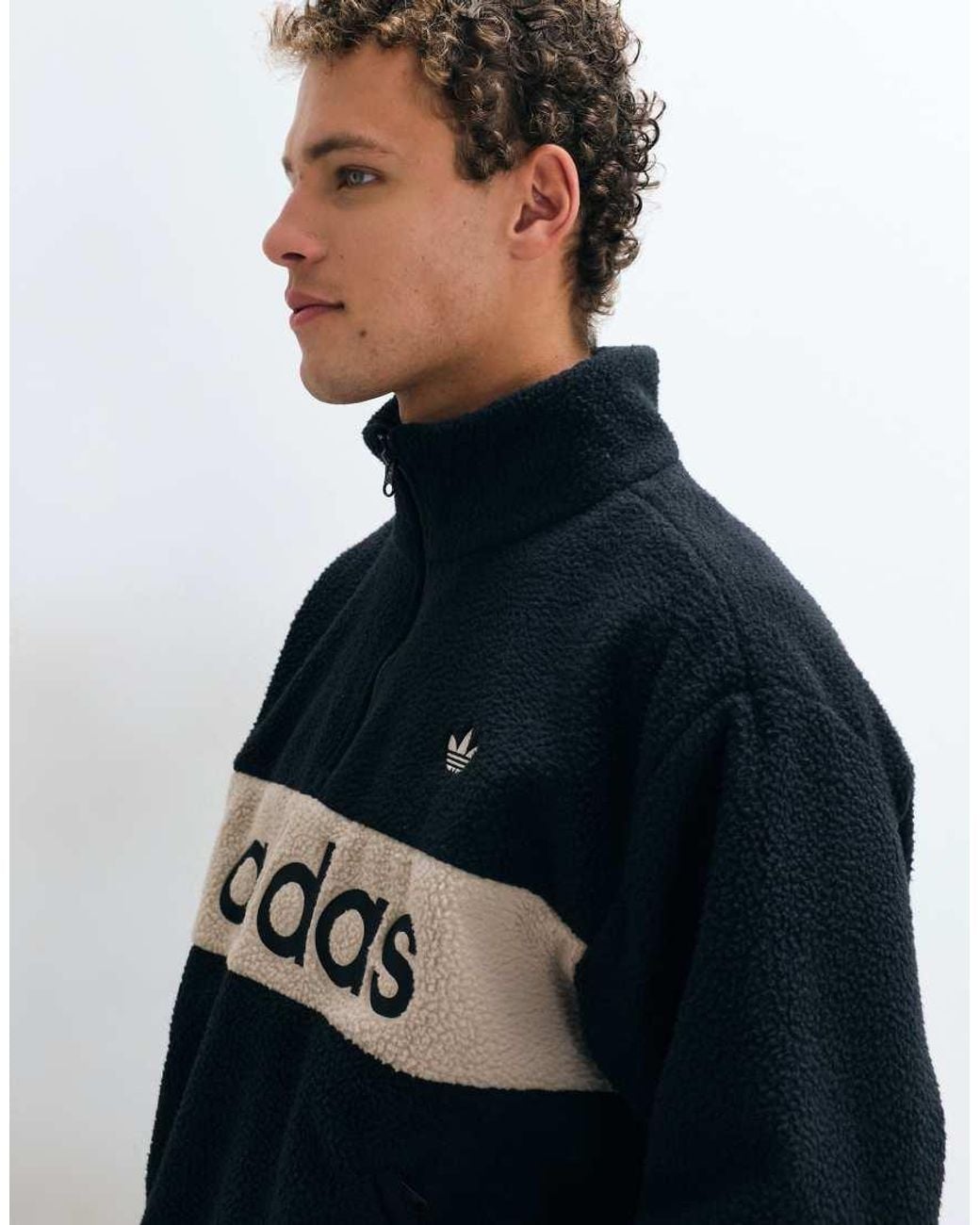 Adidas Originals Blue Large Logo Pullover Fleece for men