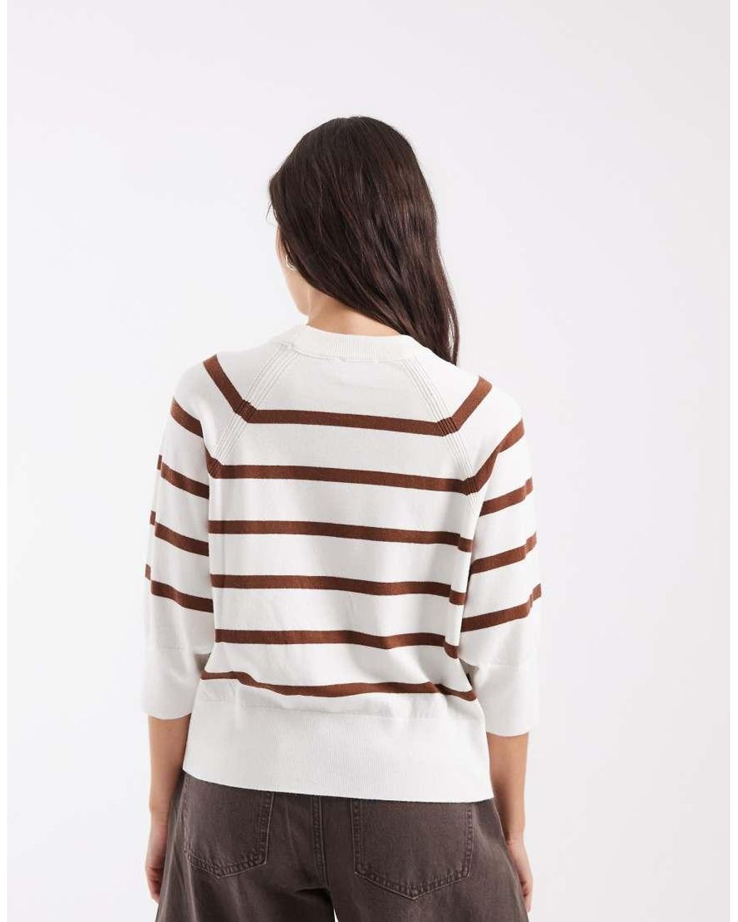 ASOS White Knitted Striped Jumper