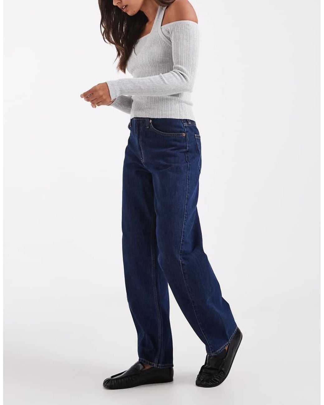 Gap Blue High Rise Barrel Leg Jeans