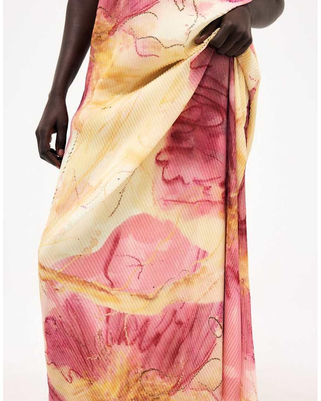 NA-KD Pink Plisse Maxi Tube Dress