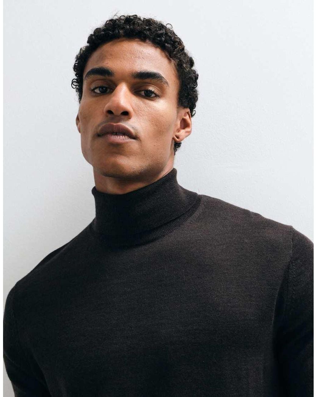 Mango Blue High Neck Knitted Sweater for men