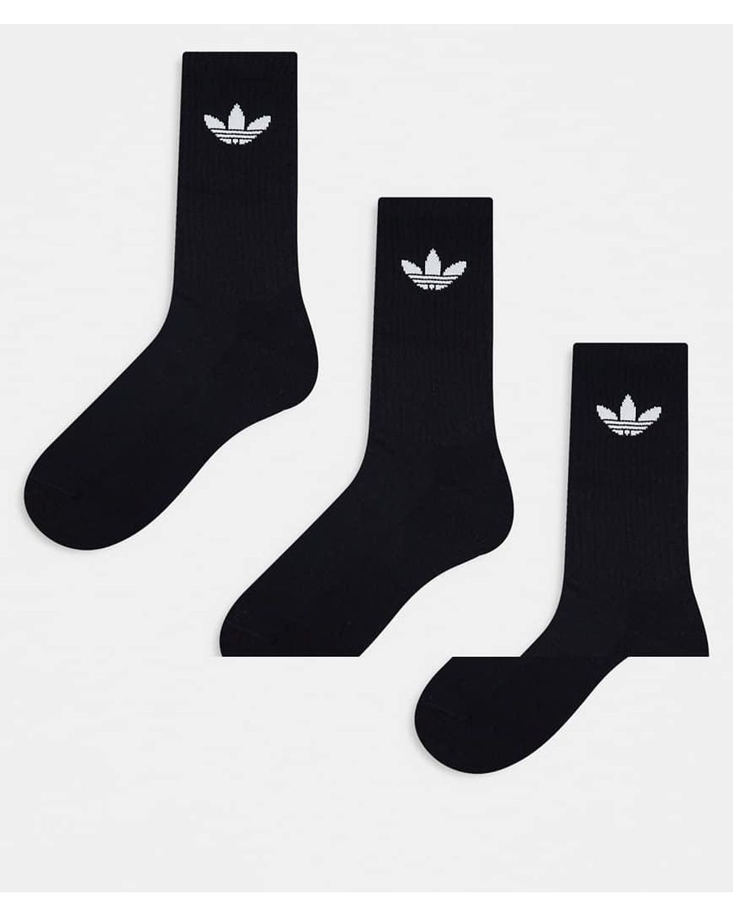 Adidas Originals Black Trefoil Cushion 3-Pack Socks