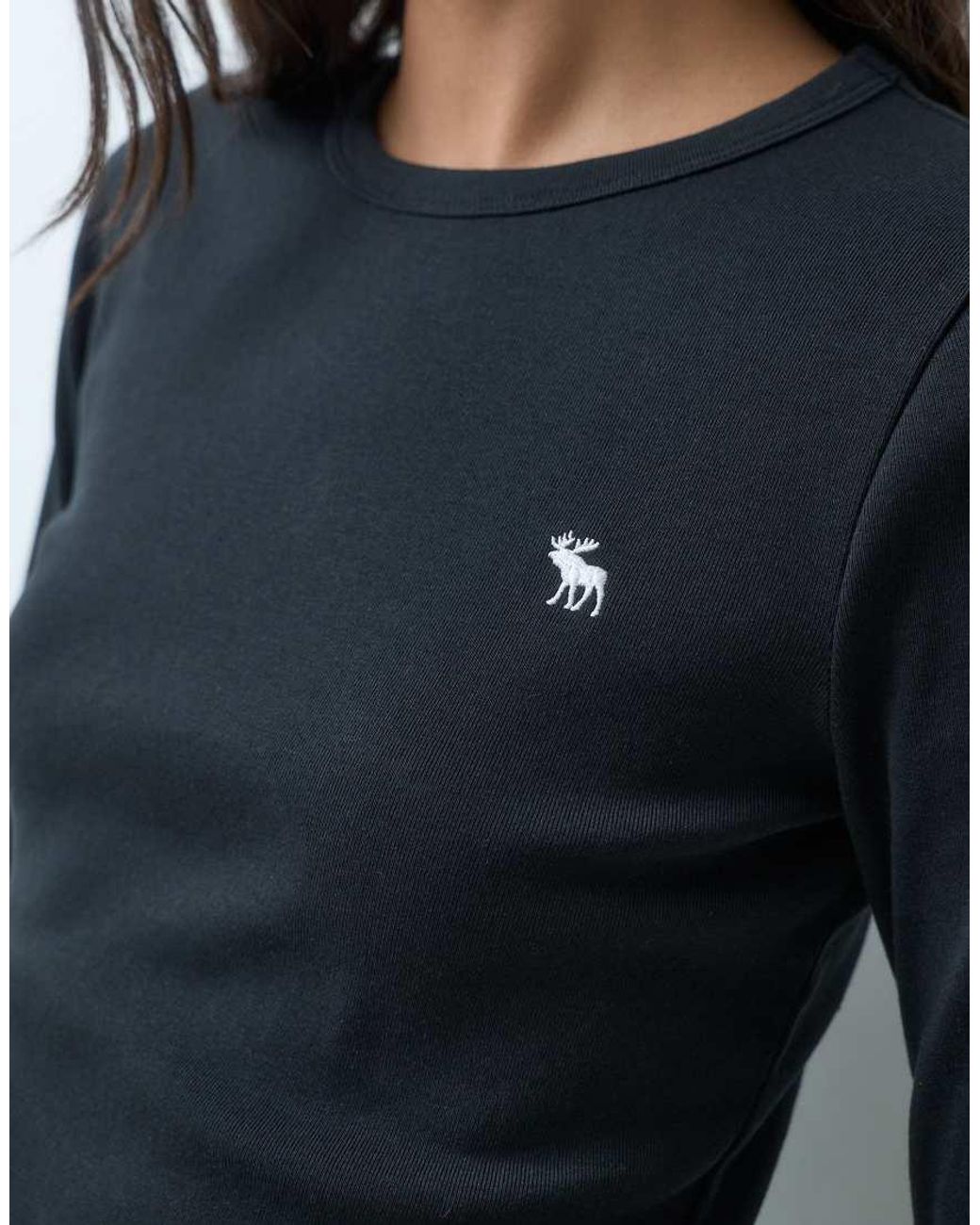 Abercrombie & Fitch Blue Ribbed Long Sleeve Top