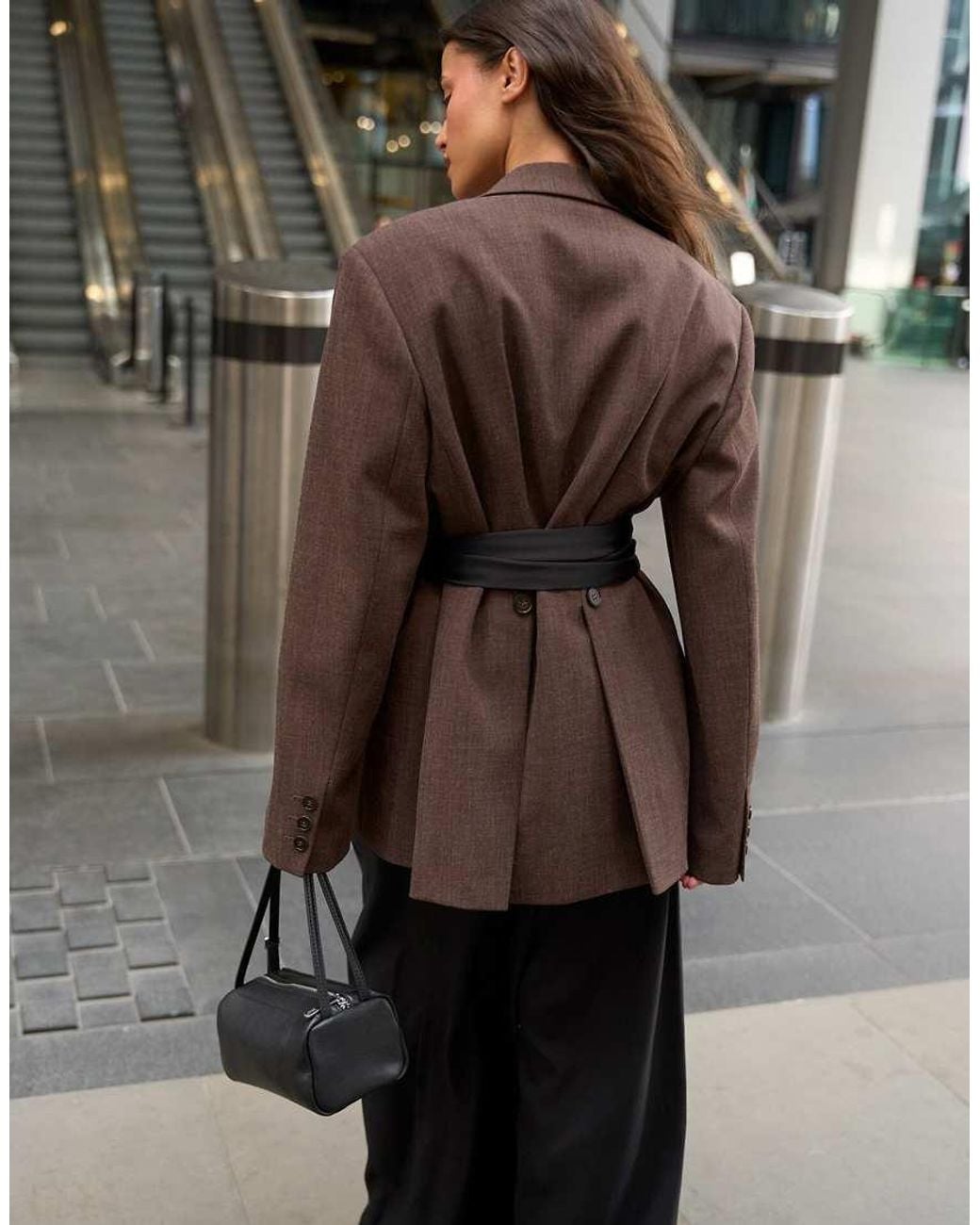 NA-KD Black Oversized Button Back Detail Blazer