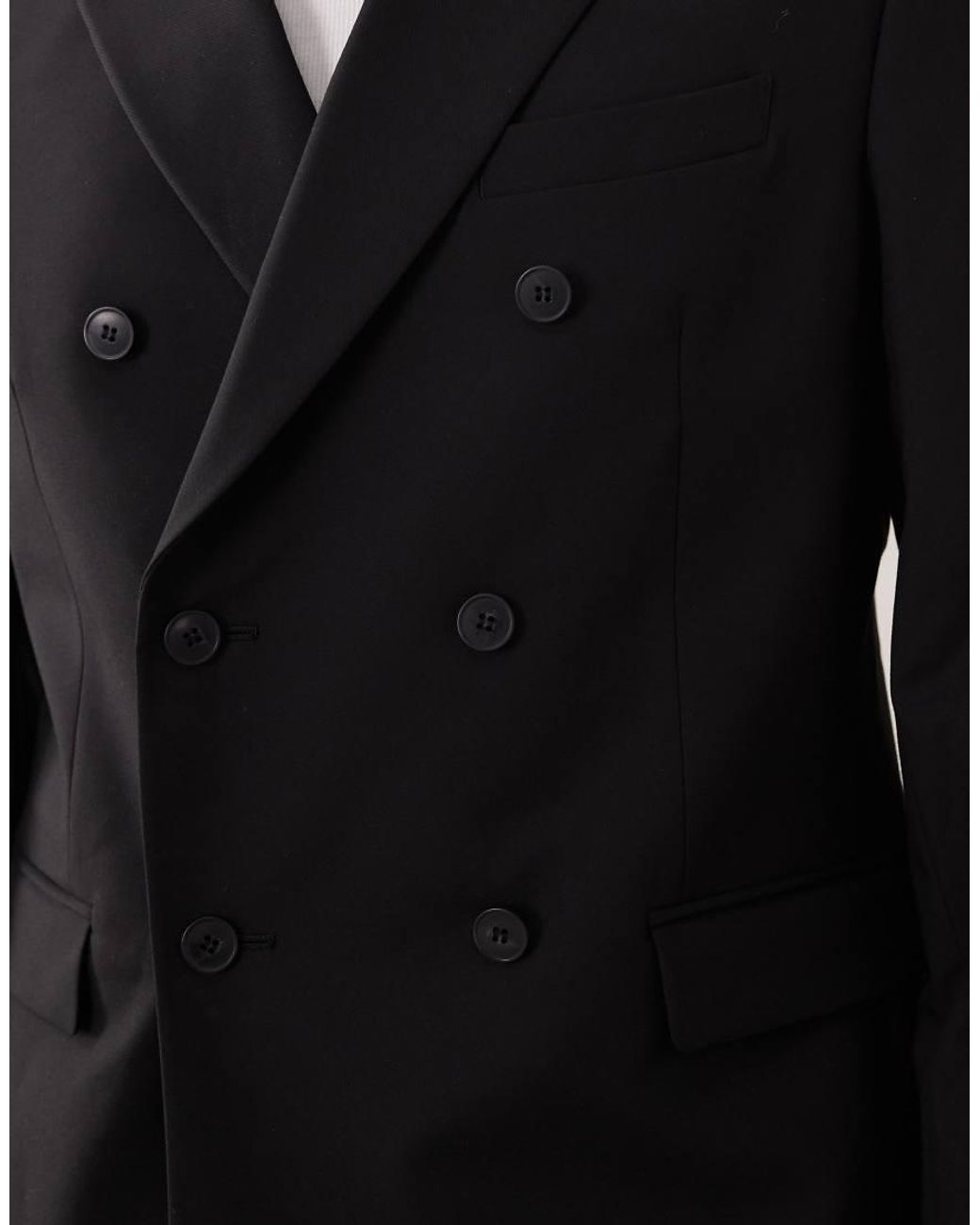 ASOS Black Double Breasted Regular Suit Jacket for men