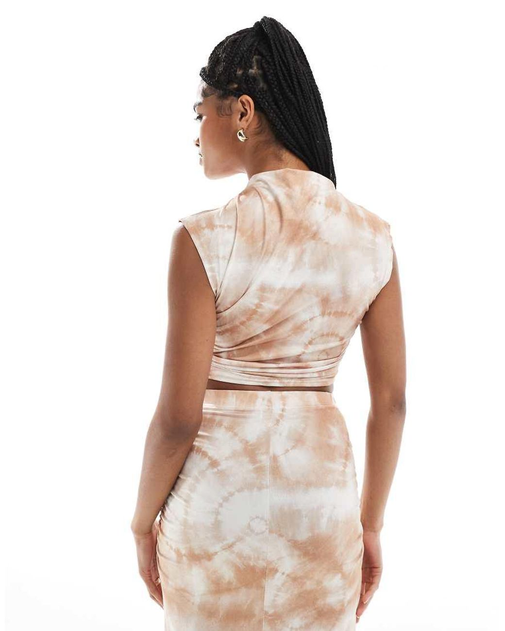 NARRATED White Ruched Boat Neck Top