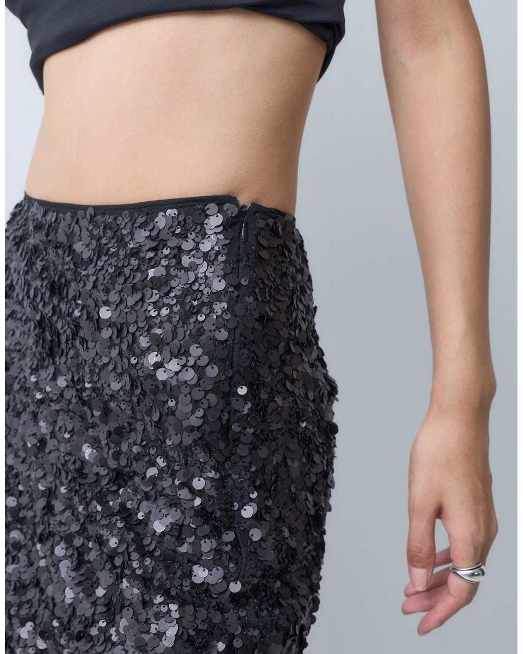 ASOS Blue Sequin Midi Skirt