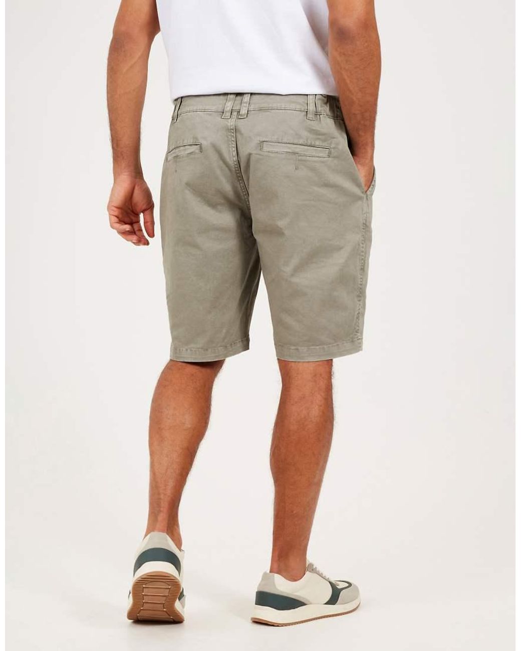 Brave Soul Natural Cotton Twill Elasticated Waist Shorts for men
