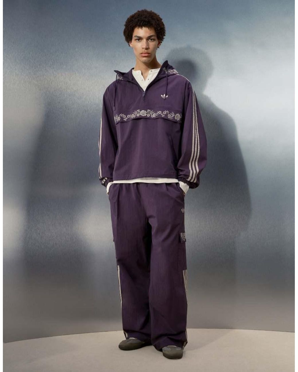 adidas Originals x ASOS Purple Oversized Track Jacket With Embroidery Detail for men