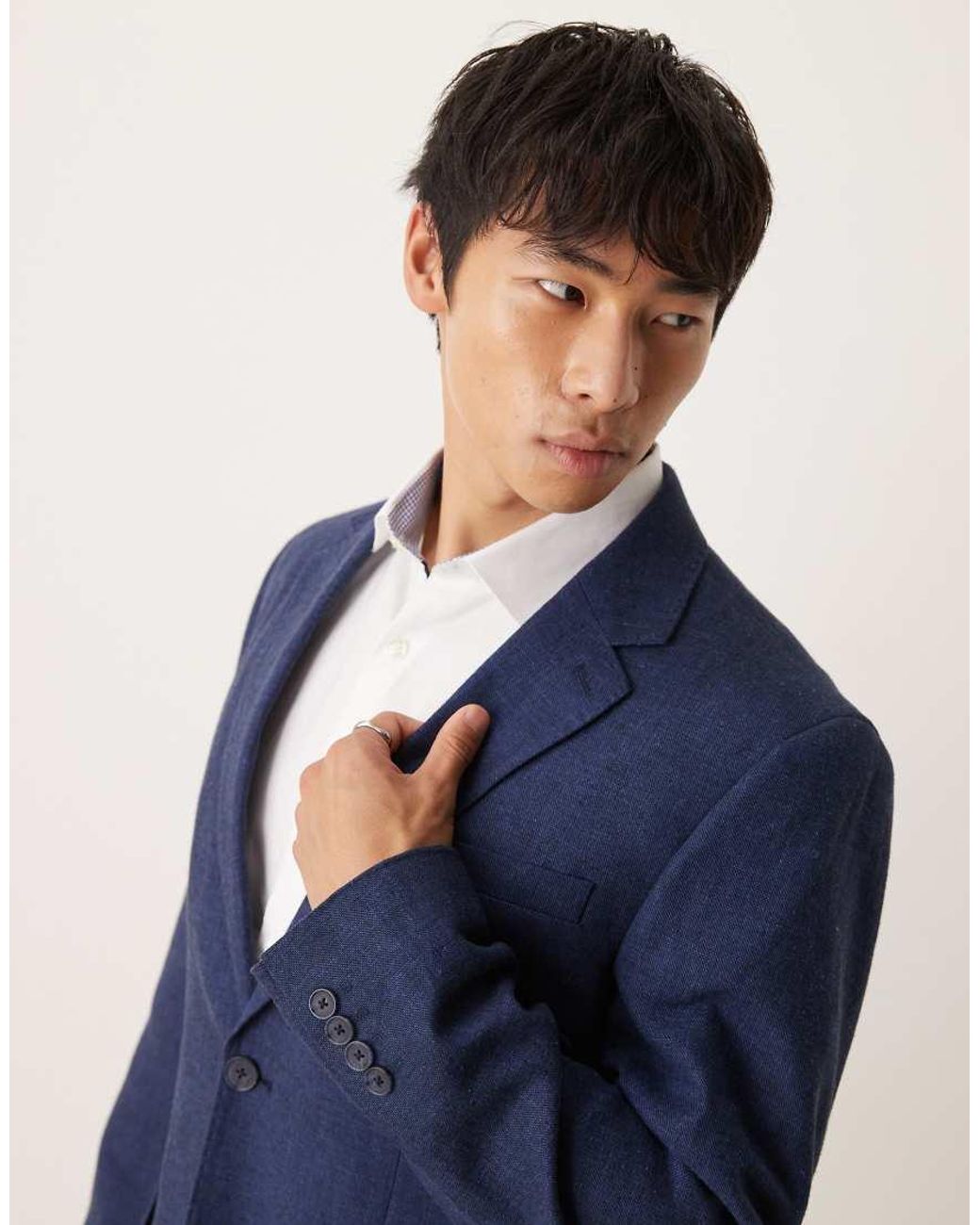 SELECTED Blue Malik Linen Blend Regular Fit Blazer for men