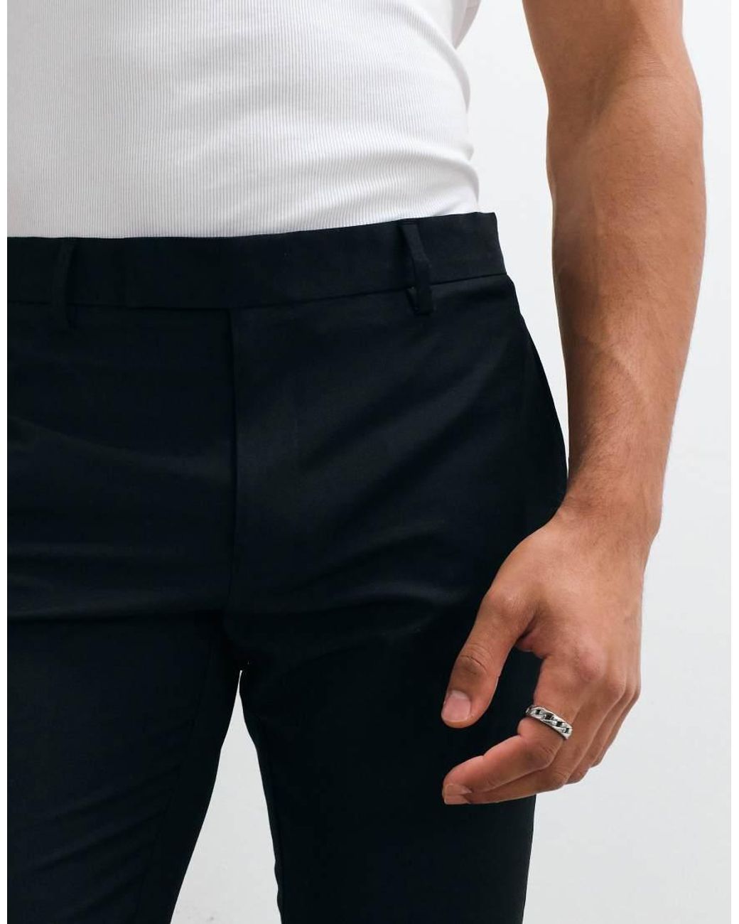 ASOS Black Skinny Suit Pants With Wool for men