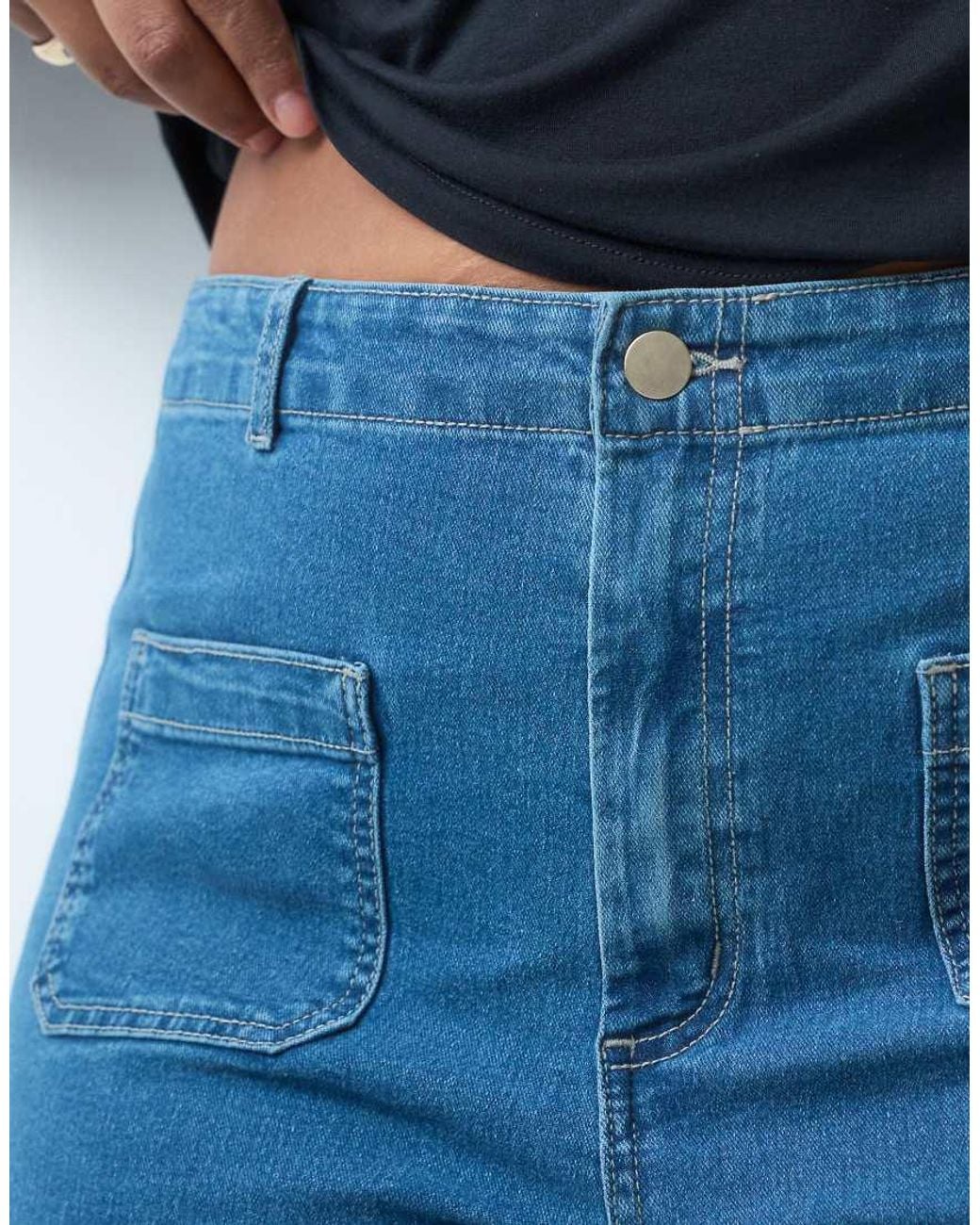Vero Moda Blue Kayla High Rise Wide Leg Jeans With Pocket Detail