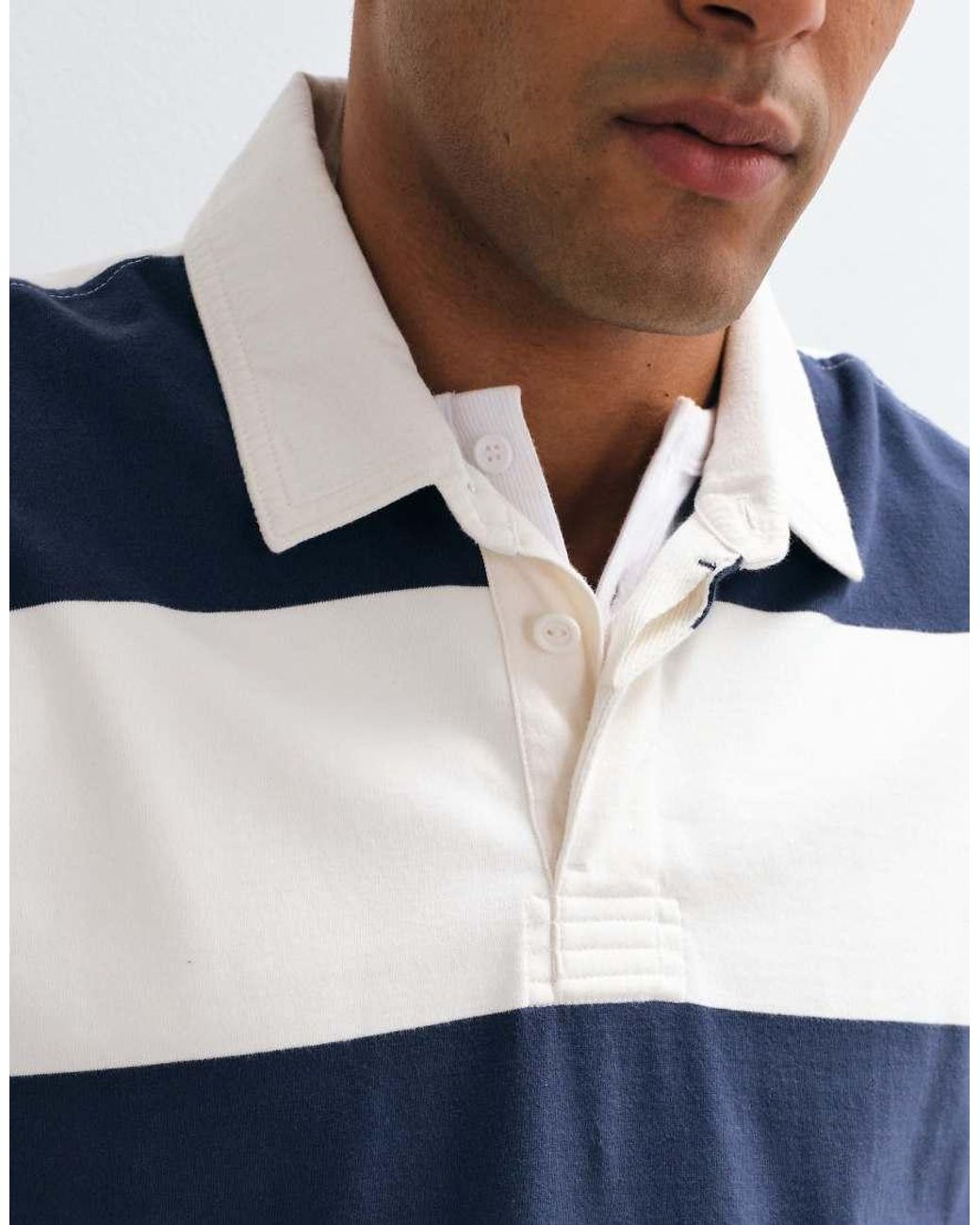 Abercrombie & Fitch Blue Long Sleeve Rugby Polo for men