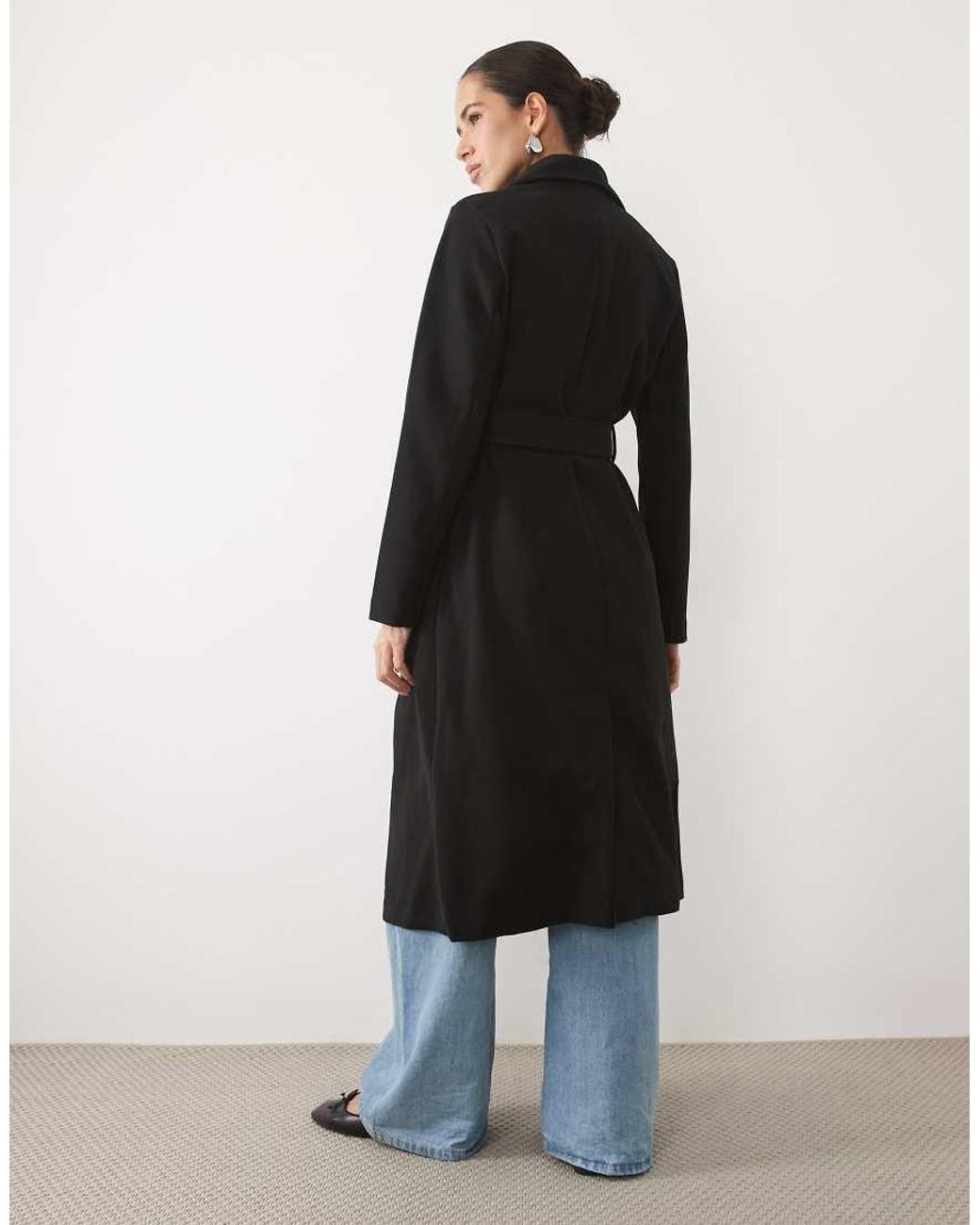 New Look Black Longline Belted Coat