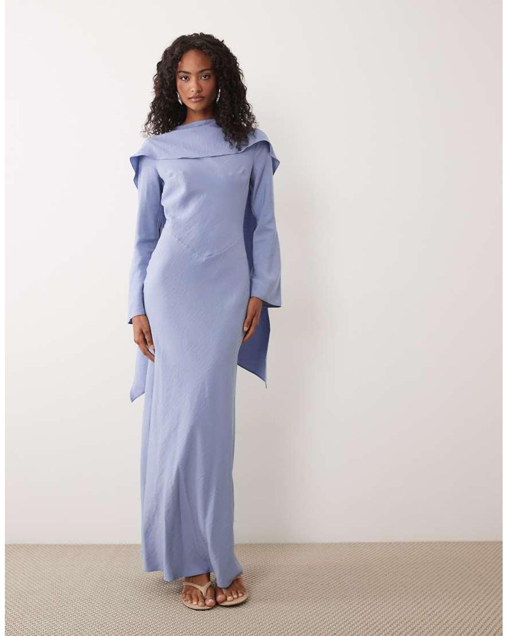 ASOS Blue Maxi Dress With Cape Scarf Detail