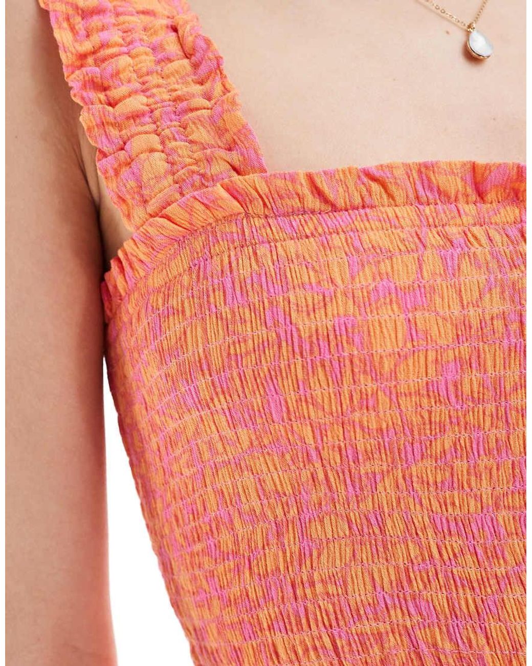 Vero Moda Pink Shirred Cami Midi Dress