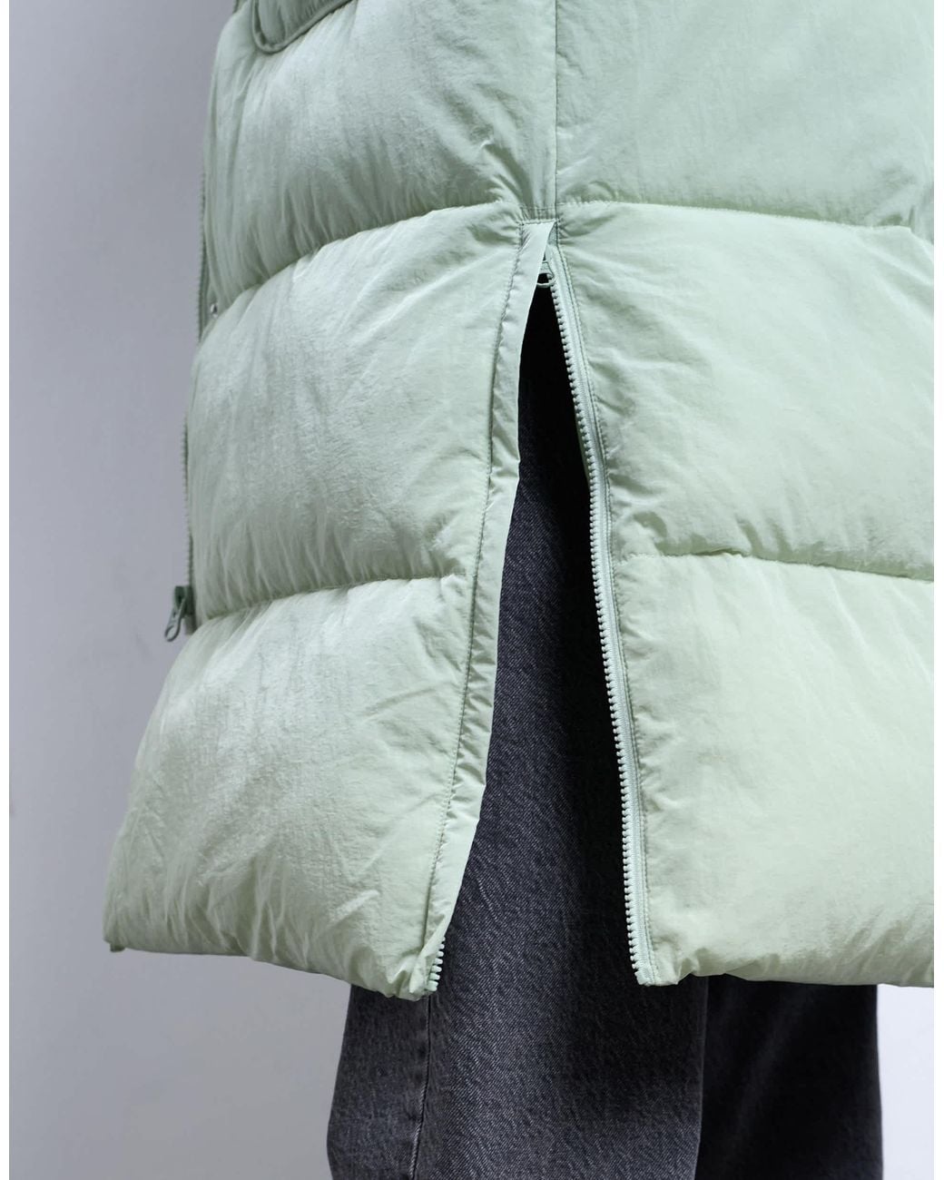 TOPSHOP Gray Longline Techy Puffer Jacket