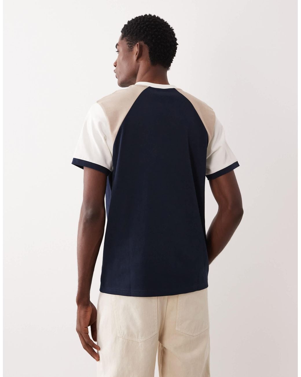 ASOS Blue Heavyweight Regular Fit T-shirt With Contrasts Sleeves for men