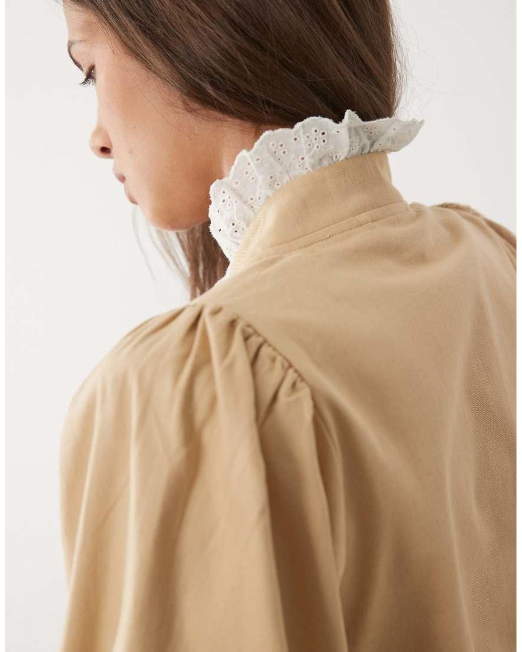 Miss Selfridge Blue Victoriana Contrast Broderie Frill Jacket
