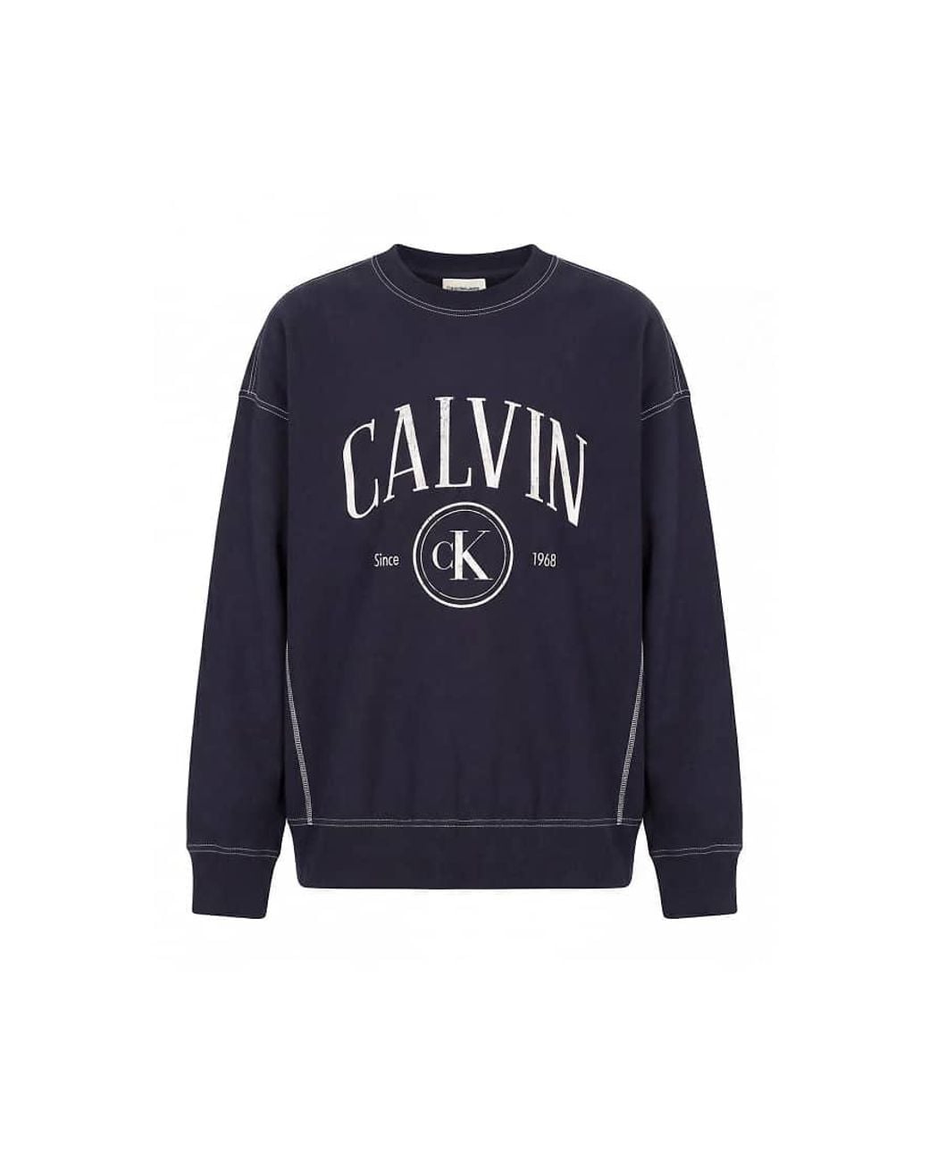 Calvin Klein Blue Relaxed Terry Logo Graphic Sweatshirt for men