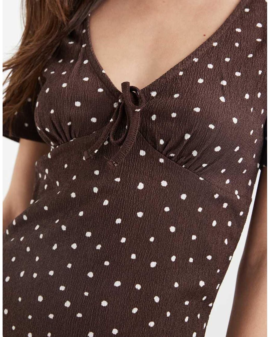 ONLY Brown V-neck Mini Dress
