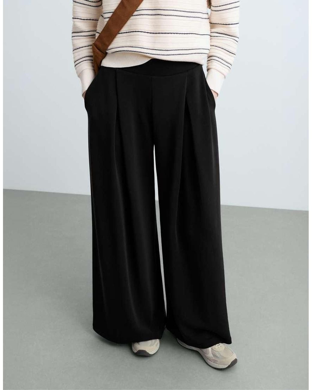 Oysho White Soft-touch Wide Trousers With Modal