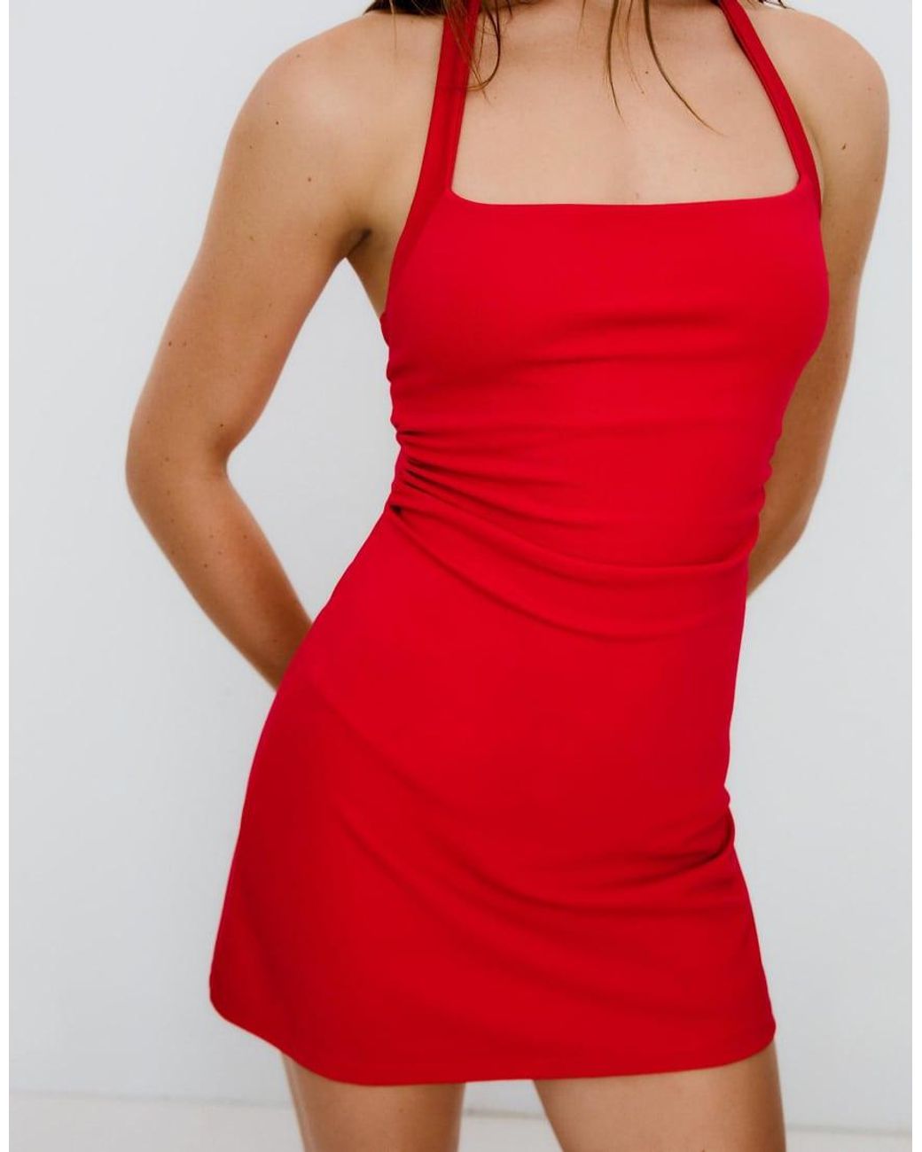 Bershka Red Mini Halter Neck Dress