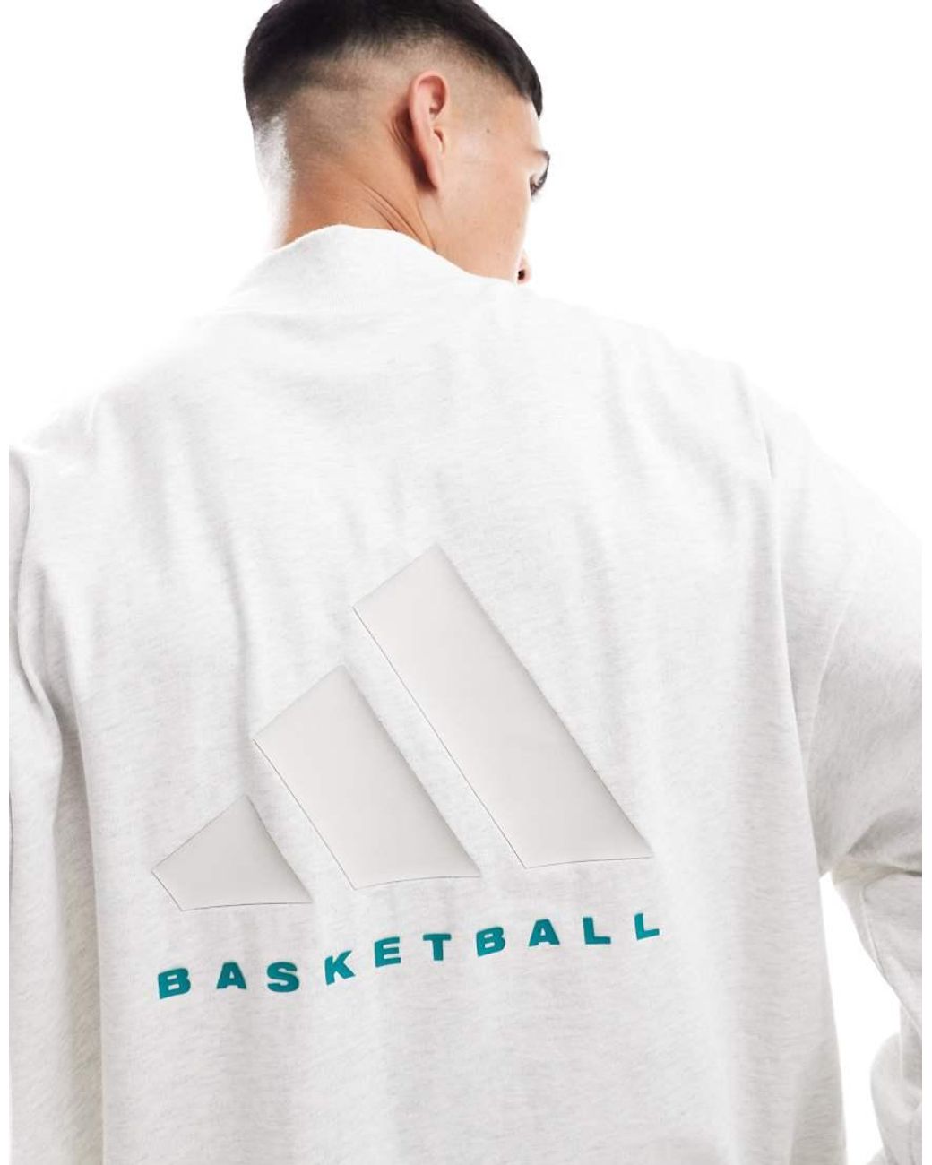 Adidas Originals White Adidas Basketball Long Sleeve Tee for men