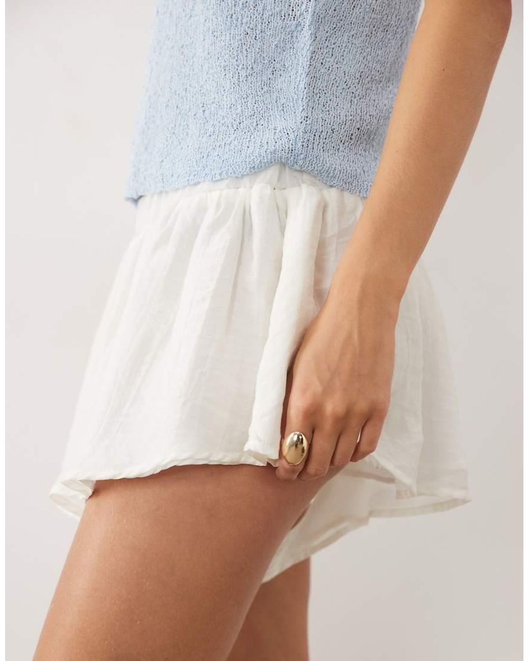 ASOS Blue Gathered Mini Shorts