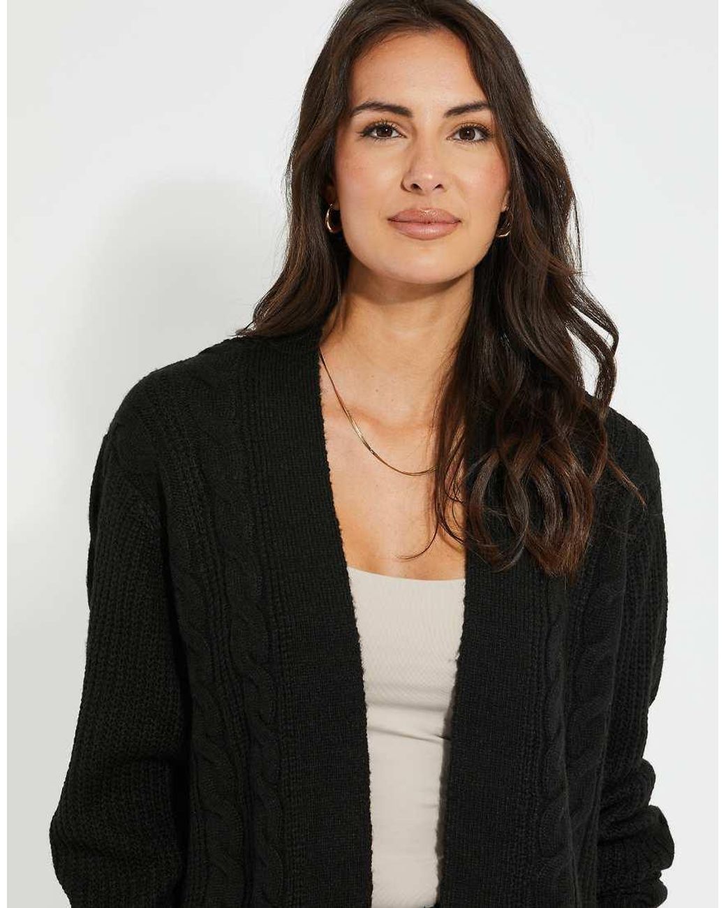 Threadbare Black Rozanna' Cable Knit Cardigan