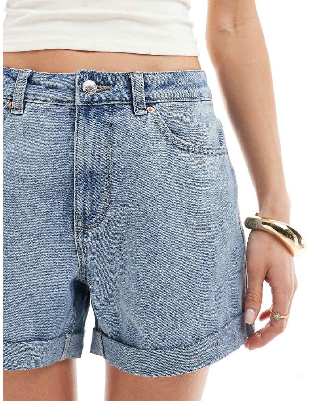 Vero Moda Blue Loose Denim Shorts With Turn Up